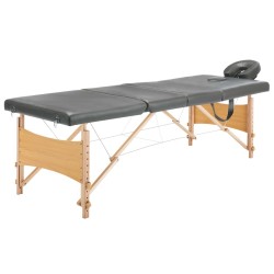 Table de massage avec 4 zones Cadre en bois Anthracite 186x68cm 