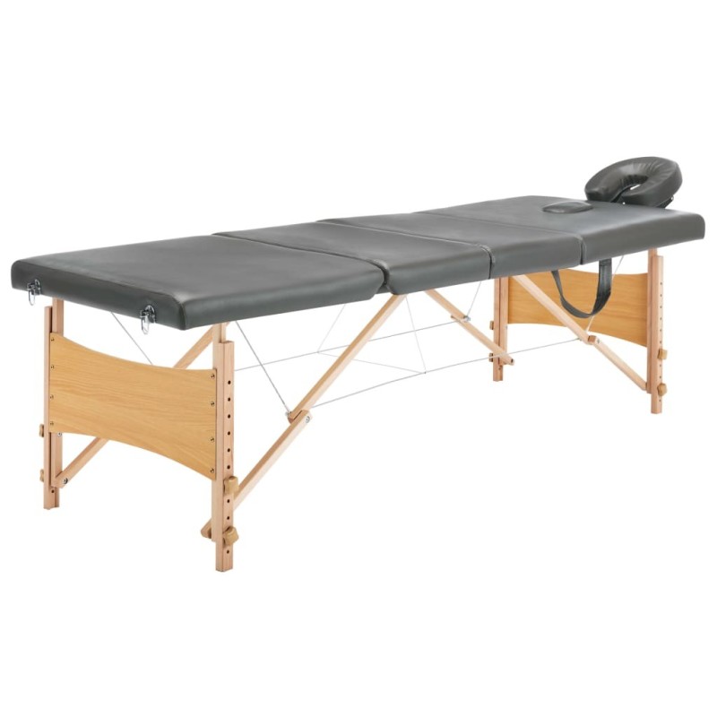 Table de massage avec 4 zones Cadre en bois Anthracite 186x68cm 