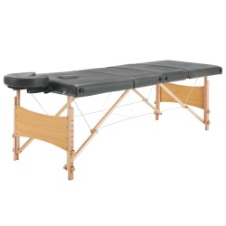 Table de massage avec 4 zones Cadre en bois Anthracite 186x68cm 
