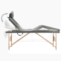 Table de massage avec 4 zones Cadre en bois Anthracite 186x68cm 