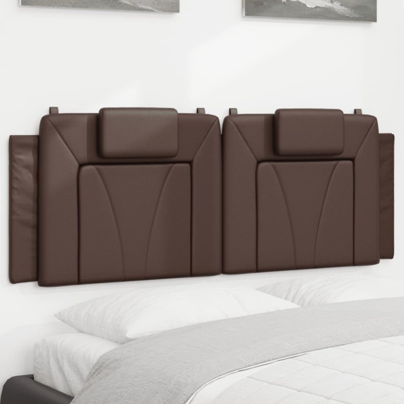 Coussin de tête de lit marron 140 cm similicuir 