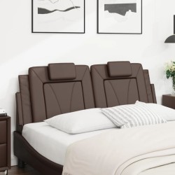 Coussin de tête de lit marron 140 cm similicuir 