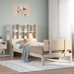 Lit bibliothèque sans matelas 90x200 cm bois de pin massif 