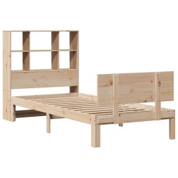 Lit bibliothèque sans matelas 90x200 cm bois de pin massif 