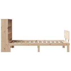 Lit bibliothèque sans matelas 90x200 cm bois de pin massif 