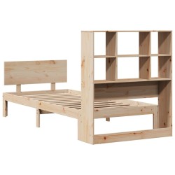 Lit bibliothèque sans matelas 90x200 cm bois de pin massif 