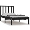 Cadre de lit sans matelas noir 75x190 cm bois de pin massif 
