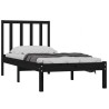 Cadre de lit sans matelas noir 75x190 cm bois de pin massif 