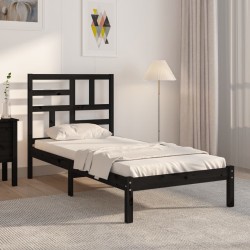 Cadre de lit sans matelas noir bois massif 100x200 cm 