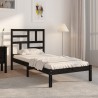 Cadre de lit sans matelas noir bois massif 100x200 cm 