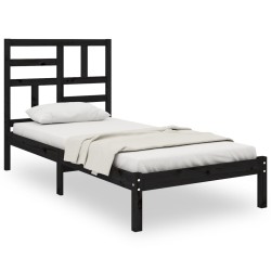 Cadre de lit sans matelas noir bois massif 100x200 cm 