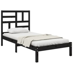 Cadre de lit sans matelas noir bois massif 100x200 cm 