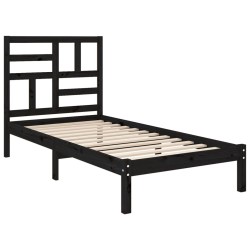 Cadre de lit sans matelas noir bois massif 100x200 cm 