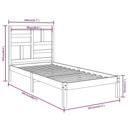 Cadre de lit sans matelas noir bois massif 100x200 cm 