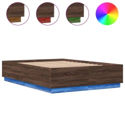 Cadre de lit avec LED sans matelas chêne marron 160x200 cm 