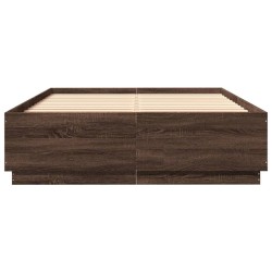 Cadre de lit avec LED sans matelas chêne marron 160x200 cm 