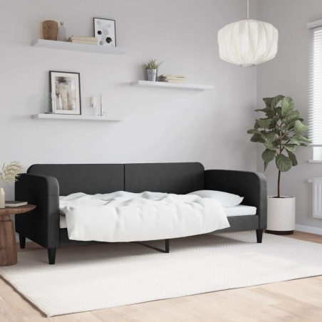Lit de repos sans matelas noir 90x200 cm tissu 