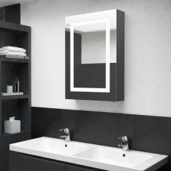 Armoire de salle de bain à miroir LED gris brillant 50x13x70 cm 