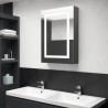 Armoire de salle de bain à miroir LED gris brillant 50x13x70 cm 