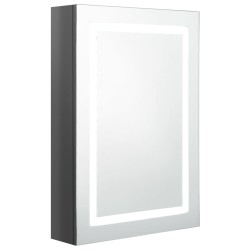 Armoire de salle de bain à miroir LED gris brillant 50x13x70 cm 