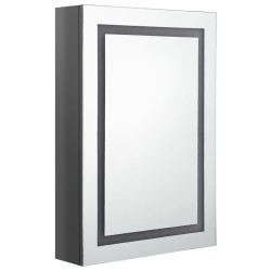 Armoire de salle de bain à miroir LED gris brillant 50x13x70 cm 
