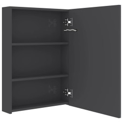 Armoire de salle de bain à miroir LED gris brillant 50x13x70 cm 