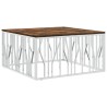 Table basse argenté acier inoxydable/bois massif récupération 