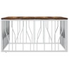 Table basse argenté acier inoxydable/bois massif récupération 