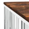 Table basse argenté acier inoxydable/bois massif récupération 
