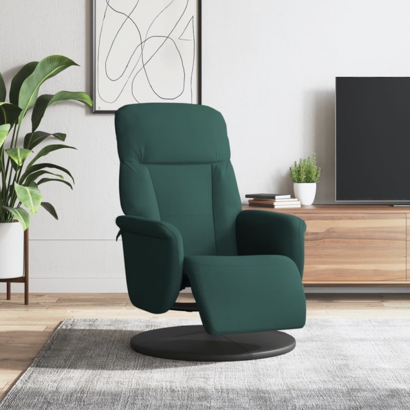 Fauteuil inclinable avec repose-pied vert foncé velours 