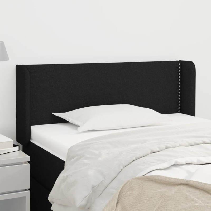 Tête de lit avec oreilles Noir 103x16x78/88 cm Tissu 