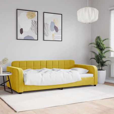 Lit de repos sans matelas jaune 90x200 cm velours 
