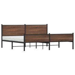 Cadre de lit en métal sans matelas chêne marron 193x203 cm 