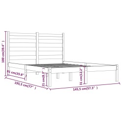Cadre de lit sans matelas blanc bois massif 140x190 cm 