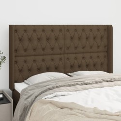 Tête de lit avec oreilles Marron foncé 163x16x118/128 cm Tissu  