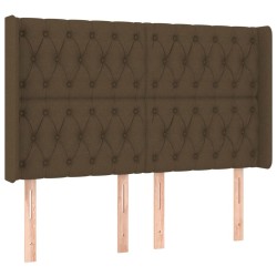 Tête de lit avec oreilles Marron foncé 163x16x118/128 cm Tissu  