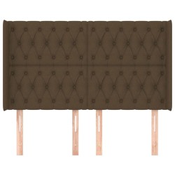 Tête de lit avec oreilles Marron foncé 163x16x118/128 cm Tissu  