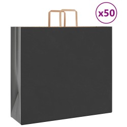 Sacs en papier 50 pcs avec poignées noir 54x15x49 cm 