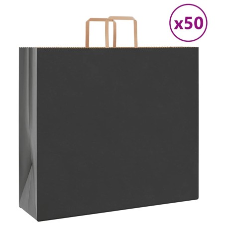 Sacs en papier 50 pcs avec poignées noir 54x15x49 cm 