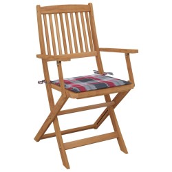 Chaises pliables de jardin lot de 2 avec coussins Bois d'acacia 