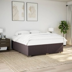 Cadre de lit sans matelas marron foncé 180x200 cm tissu 
