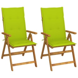 Chaises inclinables de jardin lot de 2 et coussins Bois acacia 