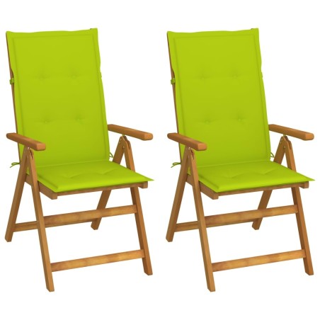Chaises inclinables de jardin lot de 2 et coussins Bois acacia 