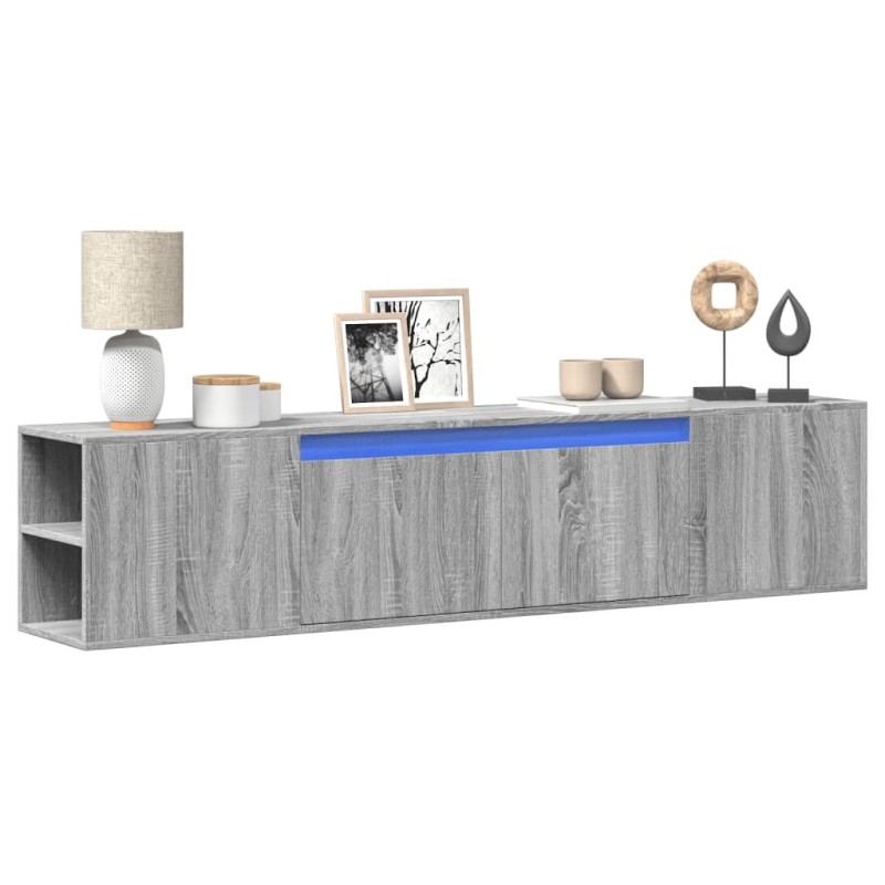 Meuble TV mural avec LED sonoma gris 180x31x39,5 cm 
