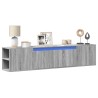 Meuble TV mural avec LED sonoma gris 180x31x39,5 cm 