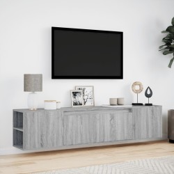 Meuble TV mural avec LED sonoma gris 180x31x39,5 cm 
