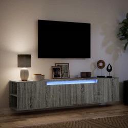 Meuble TV mural avec LED sonoma gris 180x31x39,5 cm 