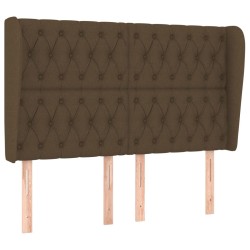 Tête de lit avec oreilles Marron foncé 163x23x118/128 cm Tissu 