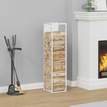 Portant de bois chauffage blanc 25x25x100 cm 