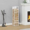 Portant de bois chauffage blanc 25x25x100 cm 
